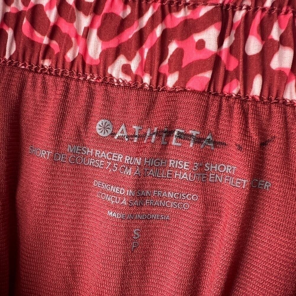 Athleta NWOT Mesh Racer Run High Rise 3" Short Red Pink S Runner Athletic Animal - Picture 10 of 11
